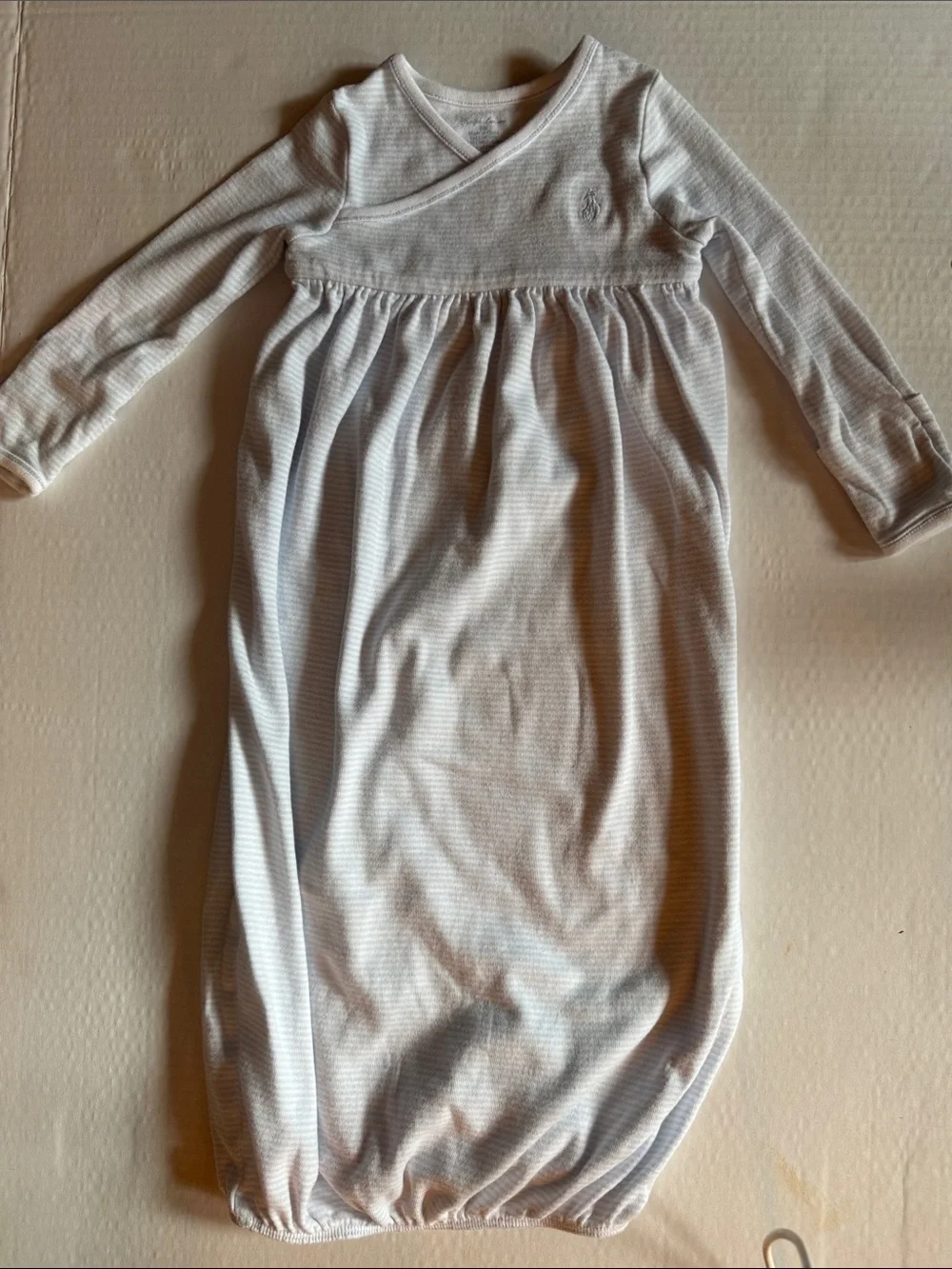 Ralph Lauren Baby Long Sleeve Knit Sleep Sack in Light Blue Stripe